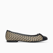 Jon Josef Belle Raffia Ballet Flat in Black-Natural