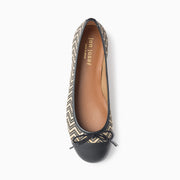 Jon Josef Belle Raffia Ballet Flat in Black-Natural