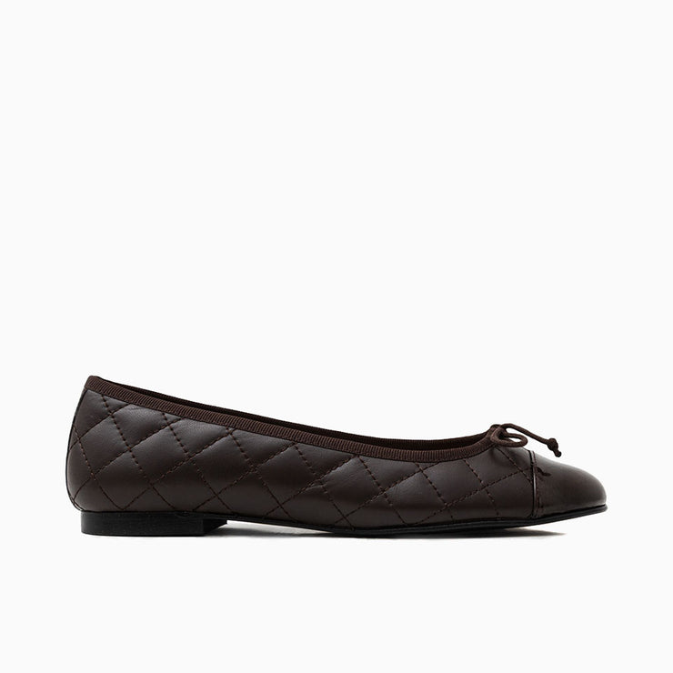 Jon Josef Belle Quilted Ballet Flat in Brown Leather