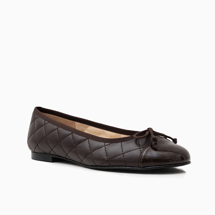 Jon Josef Belle Quilted Ballet Flat in Brown Leather