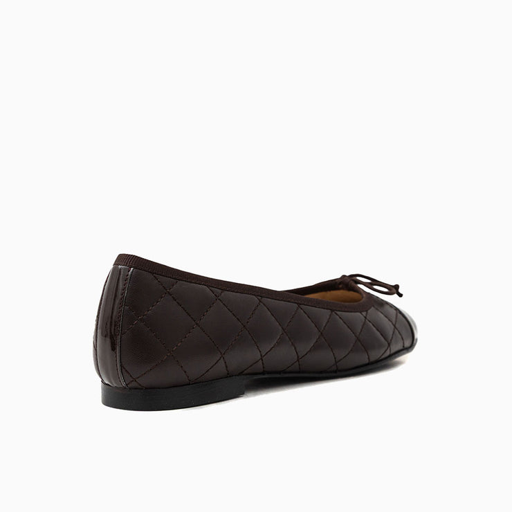 Jon Josef Belle Quilted Ballet Flat in Brown Leather