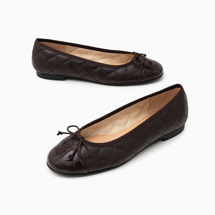 Jon Josef Belle Quilted Ballet Flat in Brown Leather