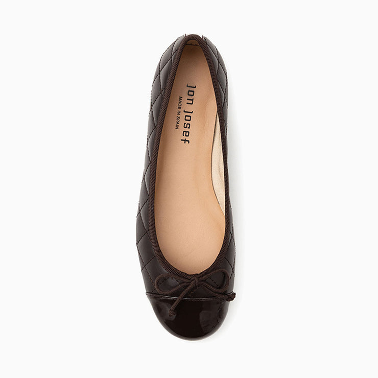 Jon Josef Belle Quilted Ballet Flat in Brown Leather