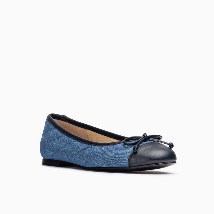 Jon Josef Belle Quilted Ballet Flat in Denim Combo