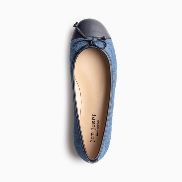 Jon Josef Belle Quilted Ballet Flat in Denim Combo