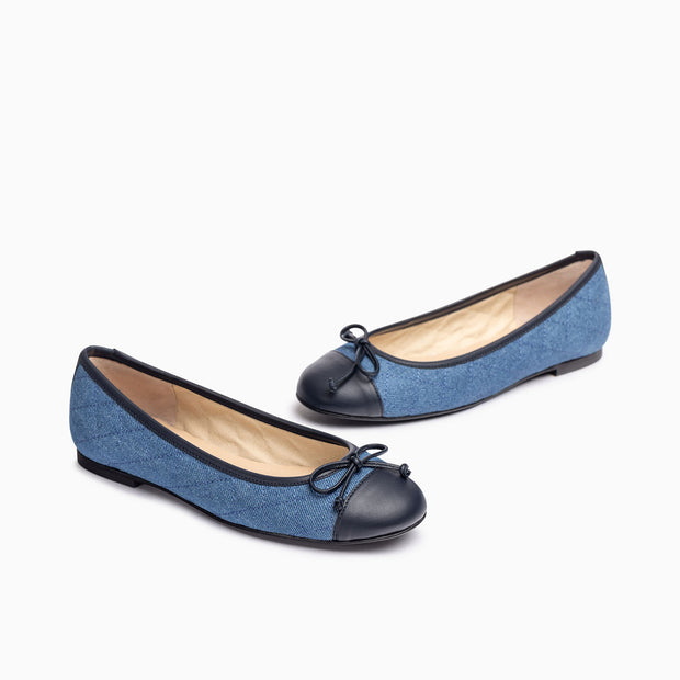 Jon Josef Belle Quilted Ballet Flat in Denim Combo