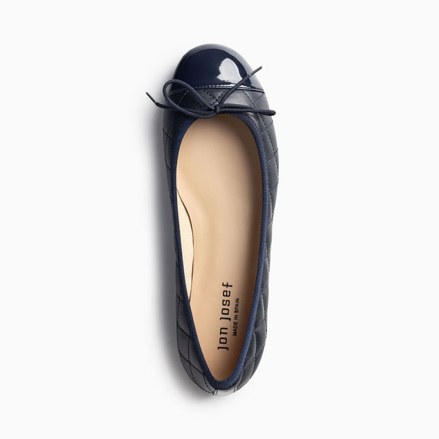 Jon Josef Belle Quilted Ballet Flat in Navy Combo