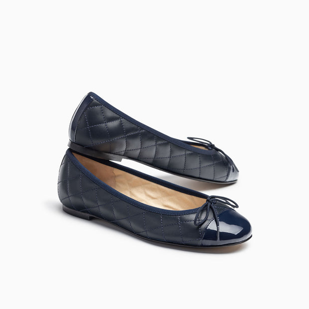 Jon Josef Belle Quilted Ballet Flat in Navy Combo