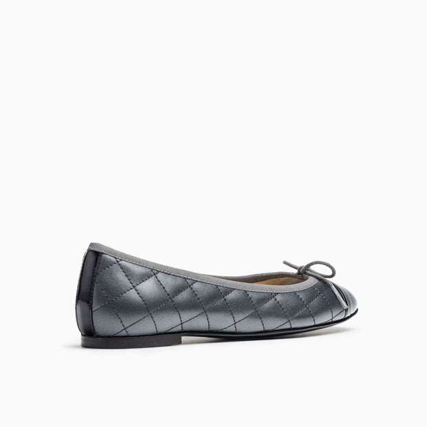 Jon Josef Belle Quilted Ballet Flat in Pewter Soft-Grey