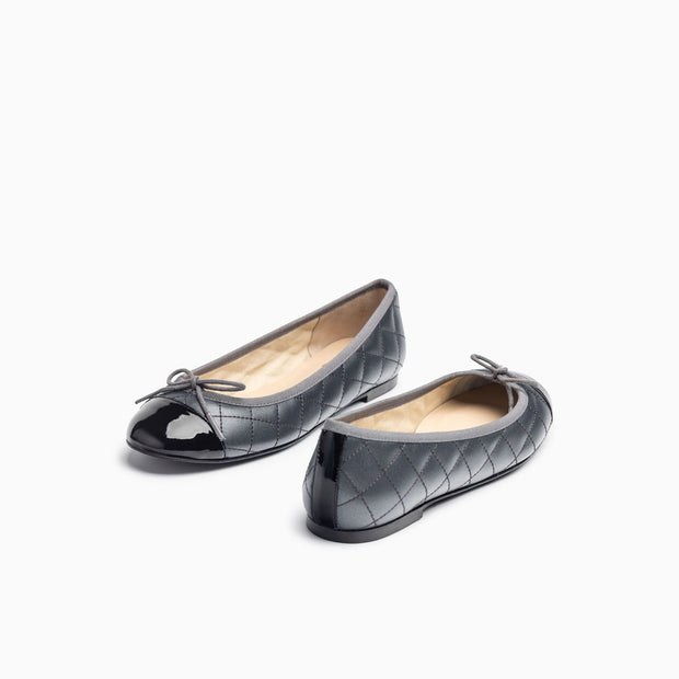 Jon Josef Belle Quilted Ballet Flat in Pewter Soft-Grey