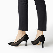 Jon Josef Charlotte Mesh Mid Heel in Black Suede Combo