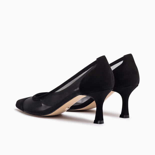 Jon Josef Charlotte Mesh Mid Heel in Black Suede Combo