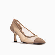 Jon Josef Charlotte Mesh Mid Heel in Beige Suede Combo