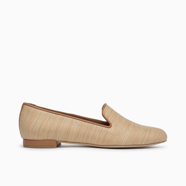 Jon Josef Gatsby Beige Raffia Flat in Beige Raffia