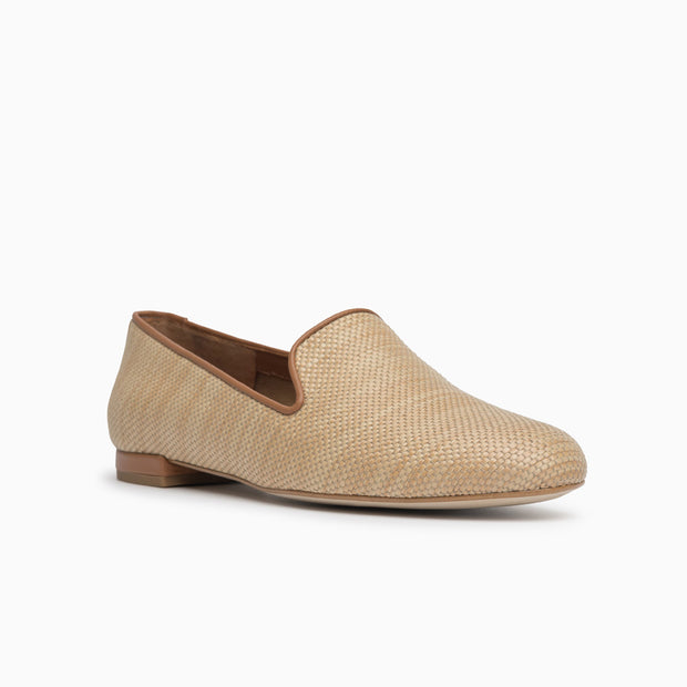 Jon Josef Gatsby Beige Raffia Flat in Beige Raffia