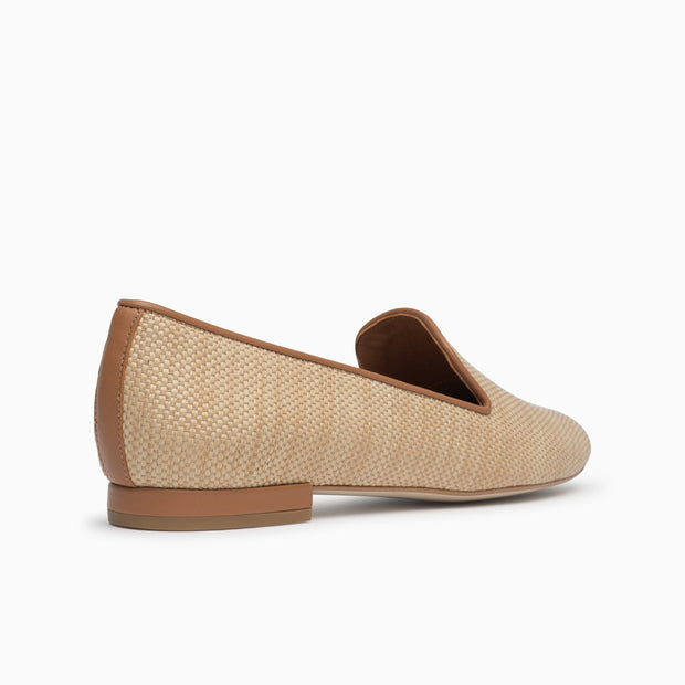 Jon Josef Gatsby Beige Raffia Flat in Beige Raffia