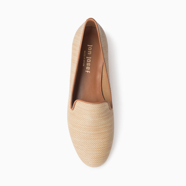 Jon Josef Gatsby Beige Raffia Flat in Beige Raffia