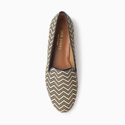 Jon Josef Gatsby Raffia Flat in Black/Natural Raffia