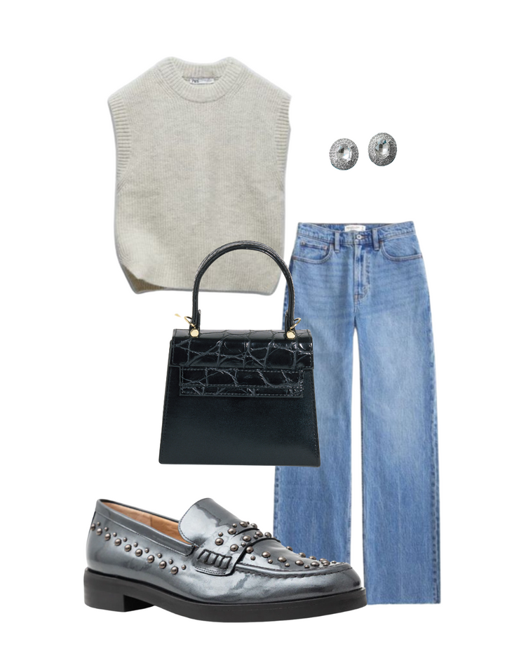 Jon Josef Marbella Studs Loafer in Pewter Patent