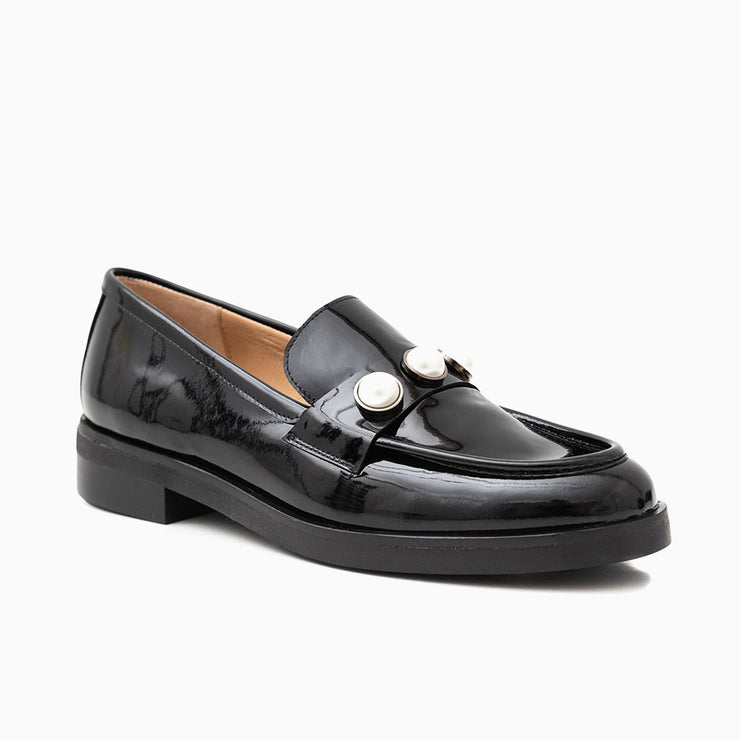 Jon Josef Marbella Pearls Loafer in Black Patent