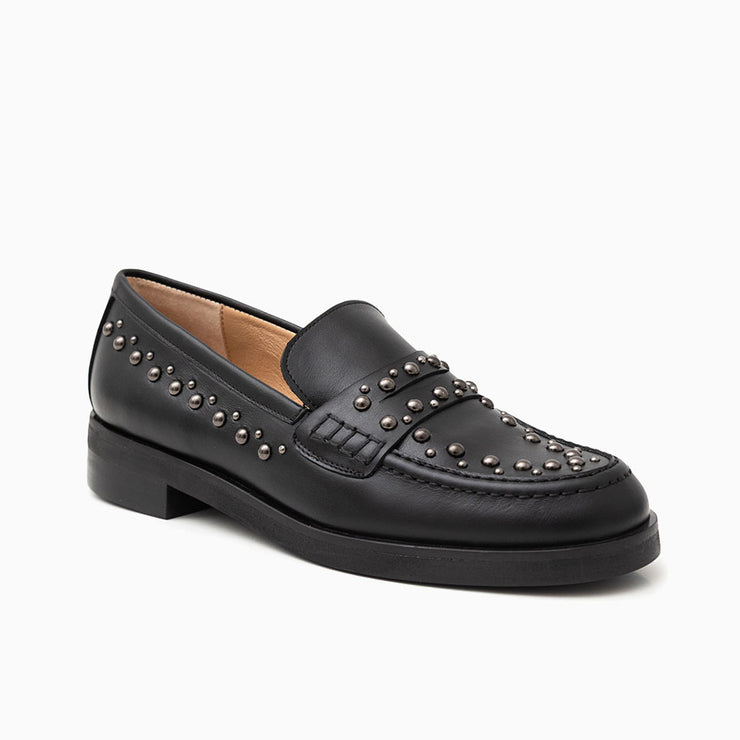 Jon Josef Marbella Studs Loafer in Black Calf Leather