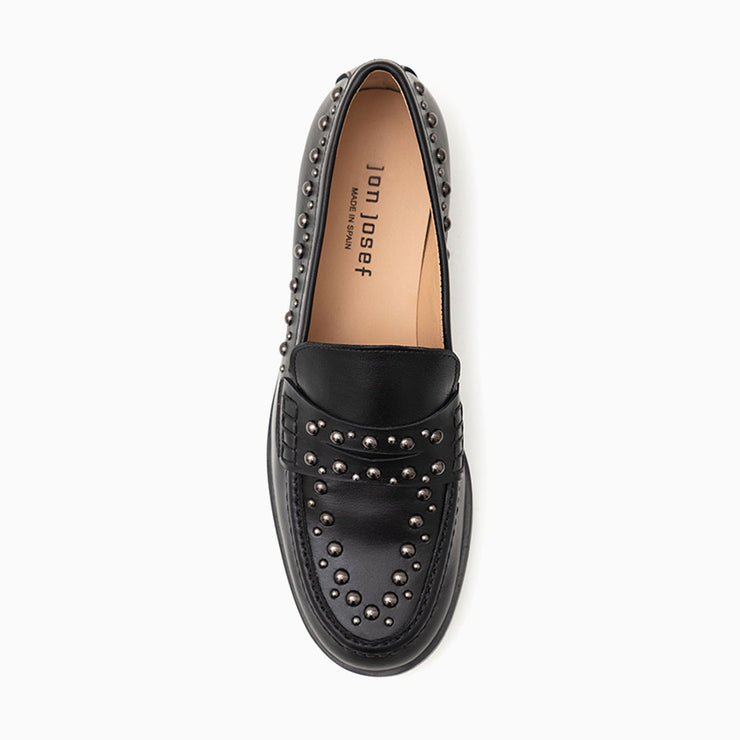 Jon Josef Marbella Studs Loafer in Black Calf Leather