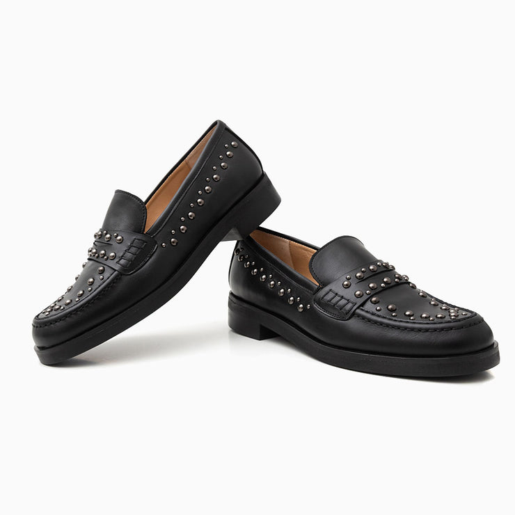 Jon Josef Marbella Studs Loafer in Black Calf Leather
