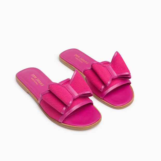 Jon Josef Milano Bow Flat Sandal in Fucshia Combo