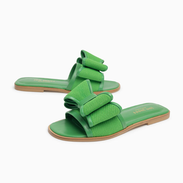 Jon Josef Milano Bow Flat Sandal in Green Combo