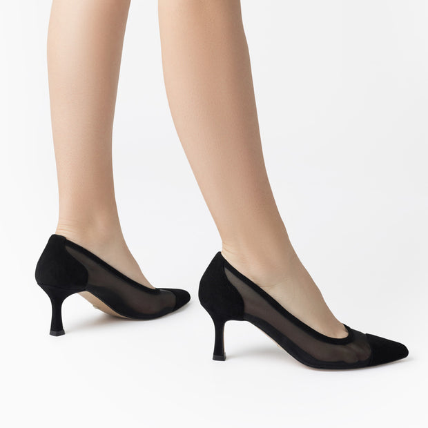 Jon Josef Phoenix Mesh High Heel in Black Suede Combo