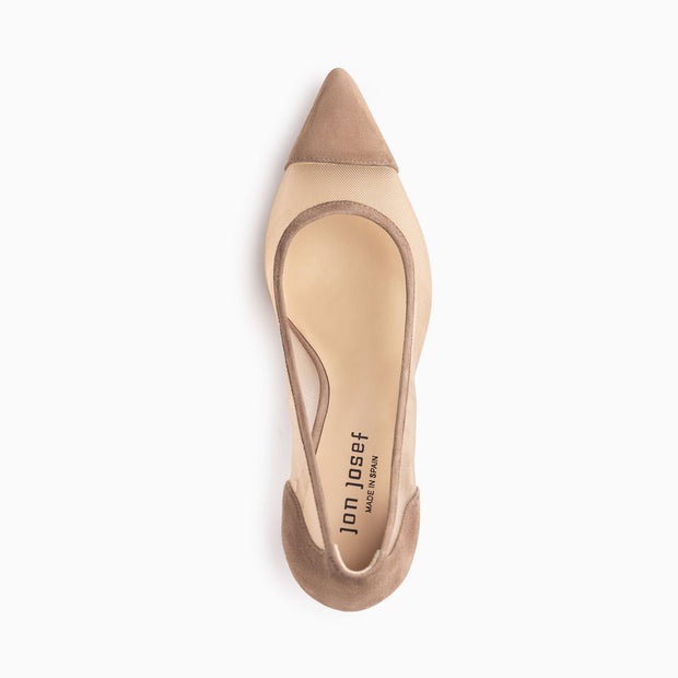 Jon Josef Phoenix Mesh High Heel in Beige Suede Combo