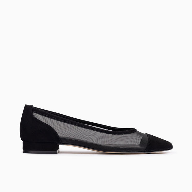 Jon Josef Ray Mesh Flat in Black Suede Combo