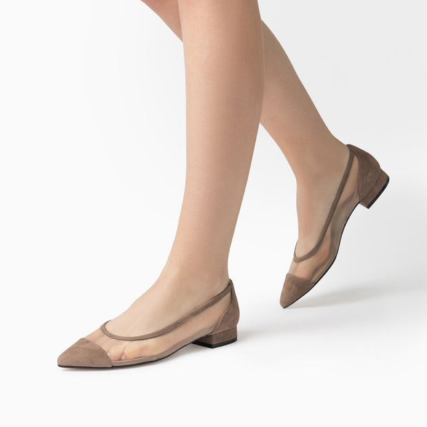 Jon Josef Ray Mesh Flat in Beige Suede Combo