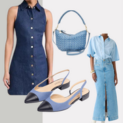 Jon Josef Rio Slingback Flat in Denim Combo