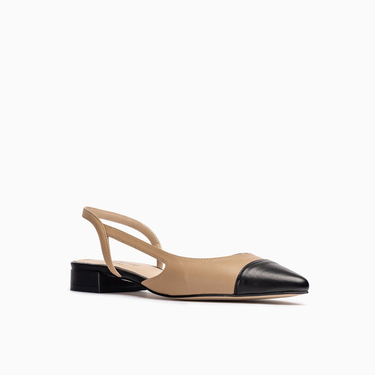 Jon Josef Rio Slingback Flat in Black Tan Combo