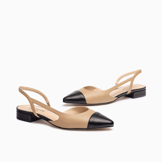 Jon Josef Rio Slingback Flat in Black Tan Combo