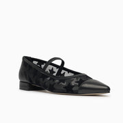 Jon Josef Rita Mesh Flat in Black Leather Combo