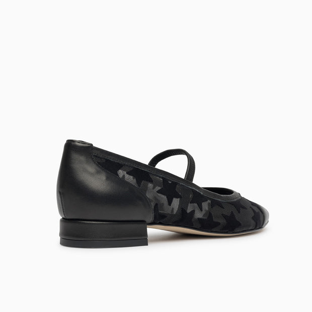 Jon Josef Rita Mesh Flat in Black Leather Combo