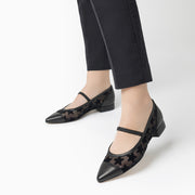 Jon Josef Rita Mesh Flat in Black Leather Combo