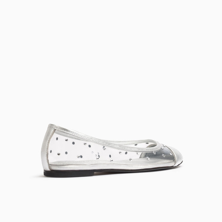 Jon Josef Belle Diamond Flat in Silver Vinyl