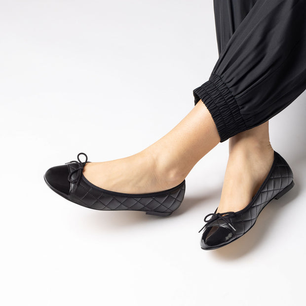 Jon Josef Belle Quilted Ballet Flat in Black Combo