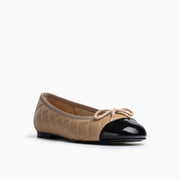 Jon Josef Belle Quilted Ballet Flat in Black/Tan Combo