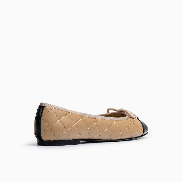 Jon Josef Belle Quilted Ballet Flat in Black/Tan Combo