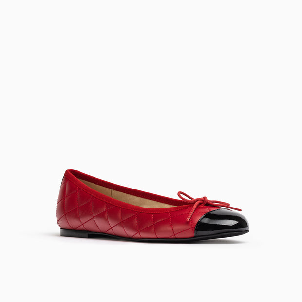 Jon Josef Belle Quilted Ballet Flat in Black/Red Combo