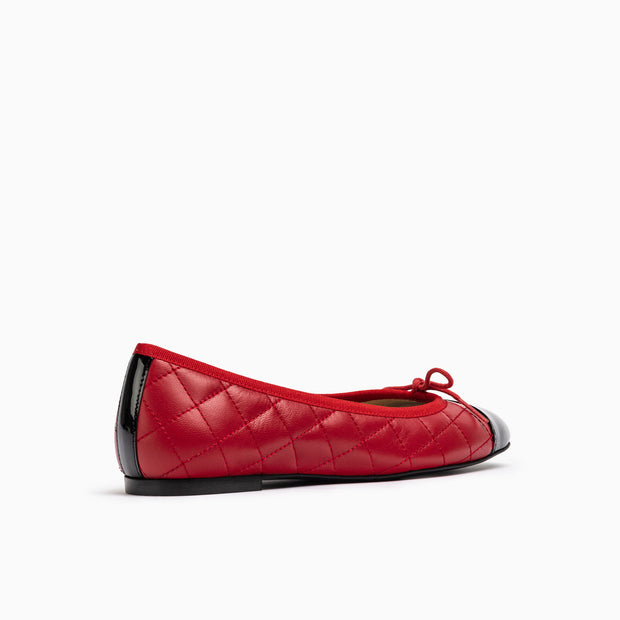 Jon Josef Belle Quilted Ballet Flat in Black/Red Combo