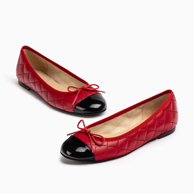 Jon Josef Belle Quilted Ballet Flat in Black/Red Combo