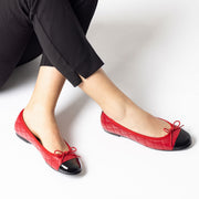 Jon Josef Belle Quilted Ballet Flat in Black/Red Combo