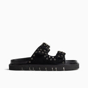 Jon Josef Bold Footbed Sandal in Black Suede