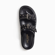 Jon Josef Bold Footbed Sandal in Black Suede