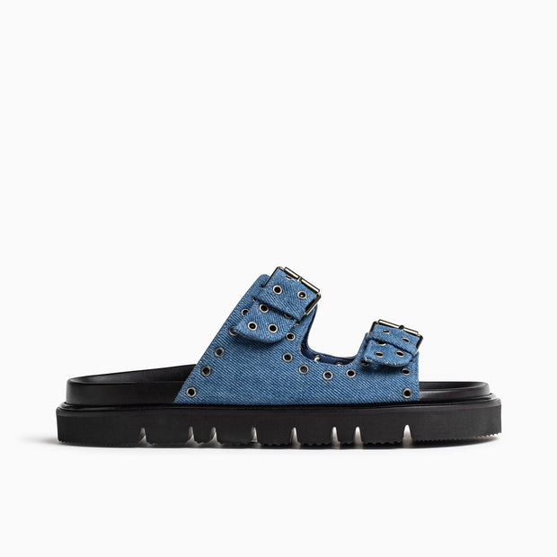 Jon Josef Bold Footbed Sandal in Denim